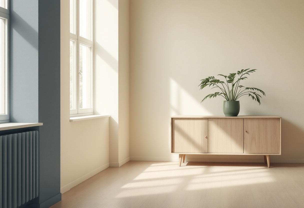 Laptop med suddig kalkylark på skärmen och en liten krukväxt i bakgrunden